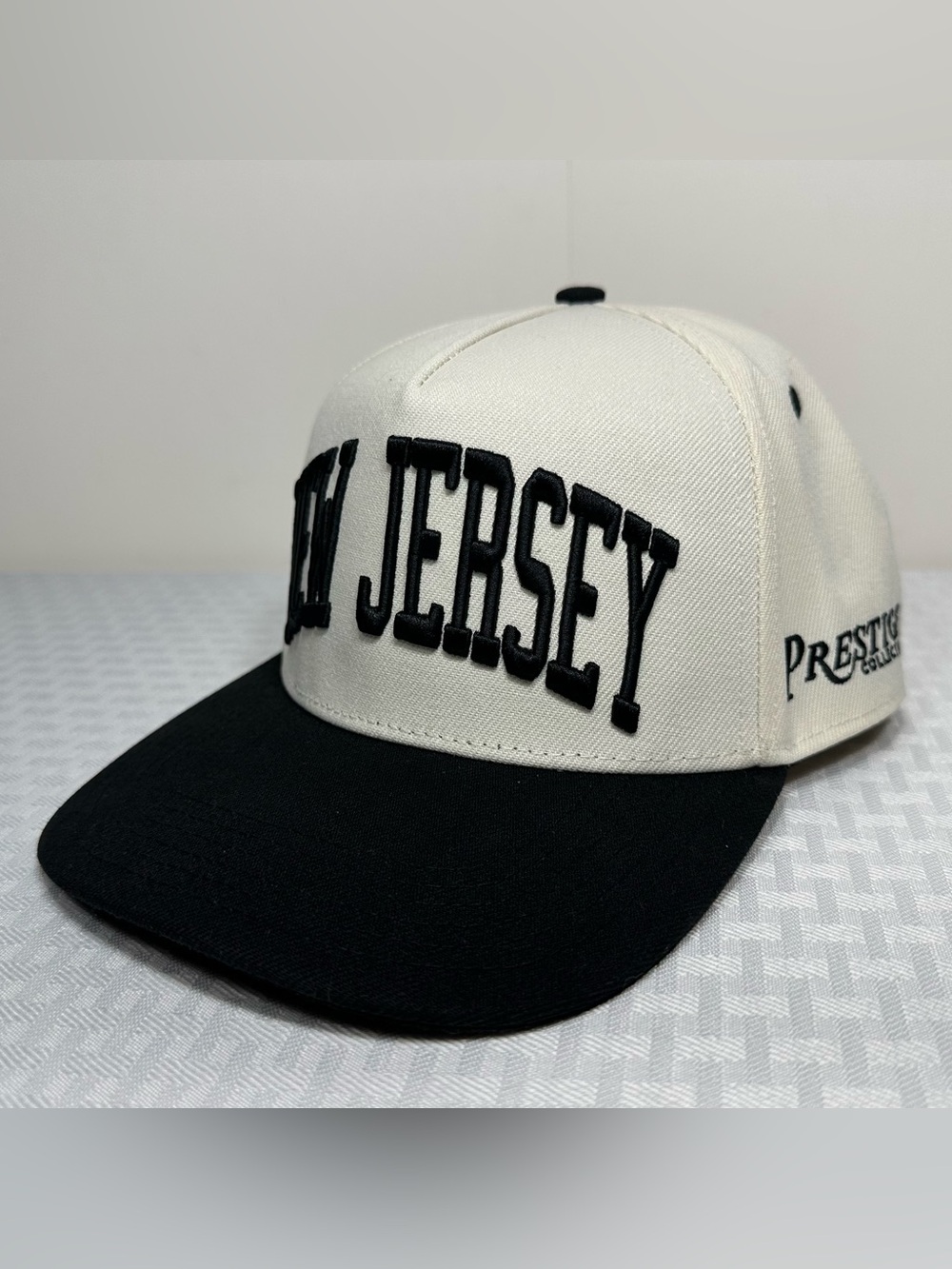 Prestige Collection "New Jersey" Off-White Premium Snapback Hat NWOT Embroidered